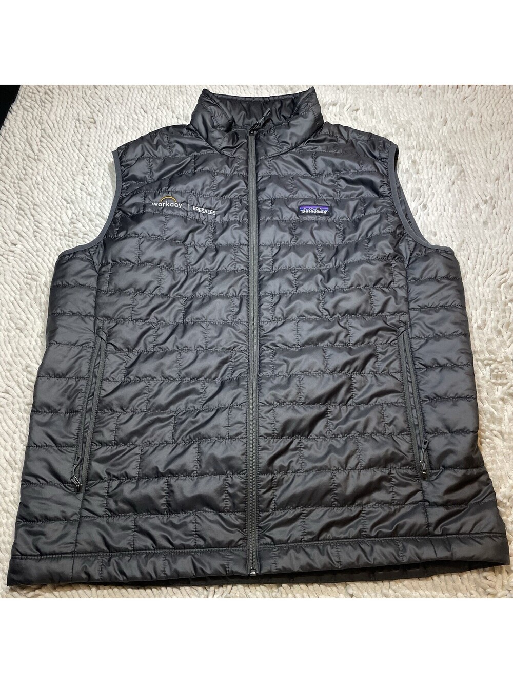 Patagonia Nano Puff Vest Men XL Black Quilted Puffer Full Zip Embroidered Pocket